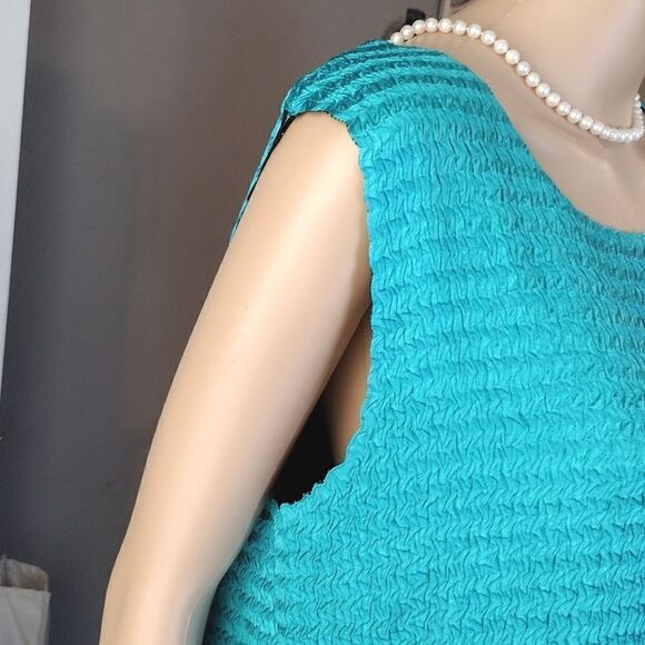 Women's Stretchy Popcorn Texture Reversible Tank & Button up Jacket Dark Teal - Picture 5 of 12